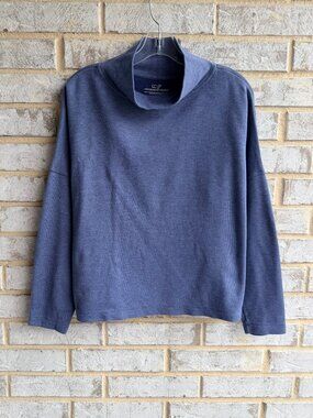Vineyard Vines Long Sleeve Mock Neck Cotton Blend Blue Shirt  Women's Size M.